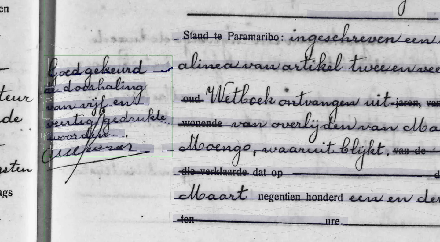 Certificate scan where marginalia text is correctly split from the main certificate text